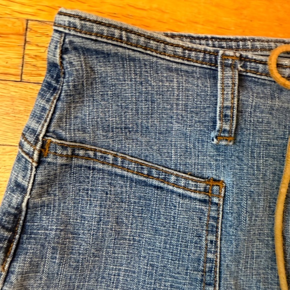 Denim Mini Skirt Leather Lace-Up Front - Picture 7 of 8